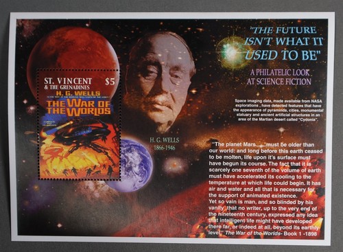 MayfairStamps St Vincent Mint Never Hinged The War of the Worlds Book Souvenir S