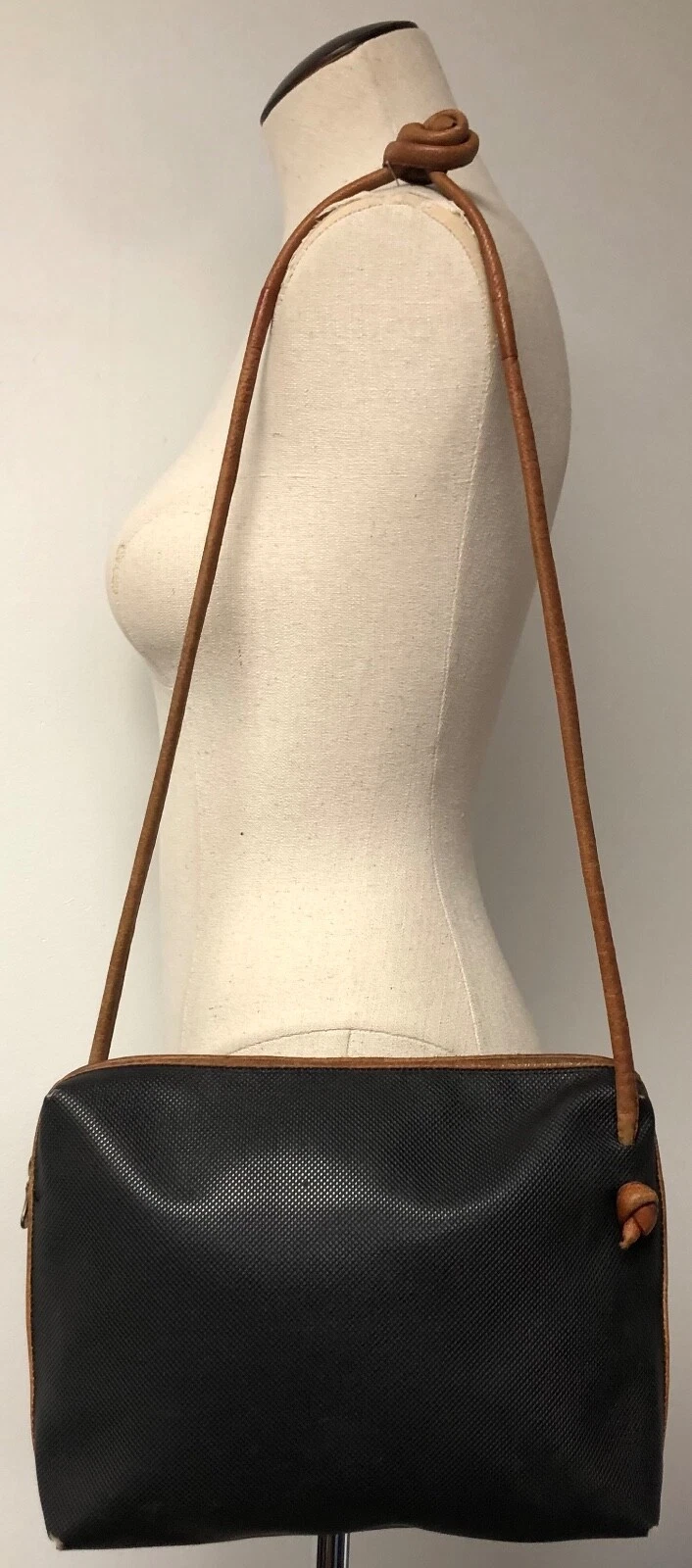 BOTTEGA VENETA VNTG MARCO POLO NERO MARRONE FOTOCAMERA TRACOLLA BORSA MEDIA