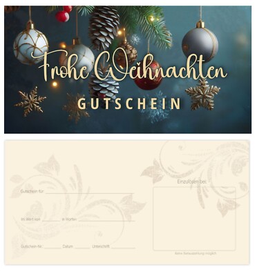 25 x Geschenkgutscheine Gutscheinkarten Vintage Weihnachten Wellness Massage Neu