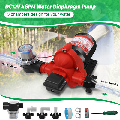 #ad 12V RV Water Pressure Diaphragm Pump Self Priming Pump for Garden 45 PSI 4 GPM $55.99