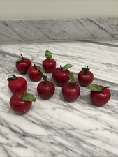 Vintage Apple Christmas Tree Ornaments Set Of 10 Faux Lacquered Finish 90 s