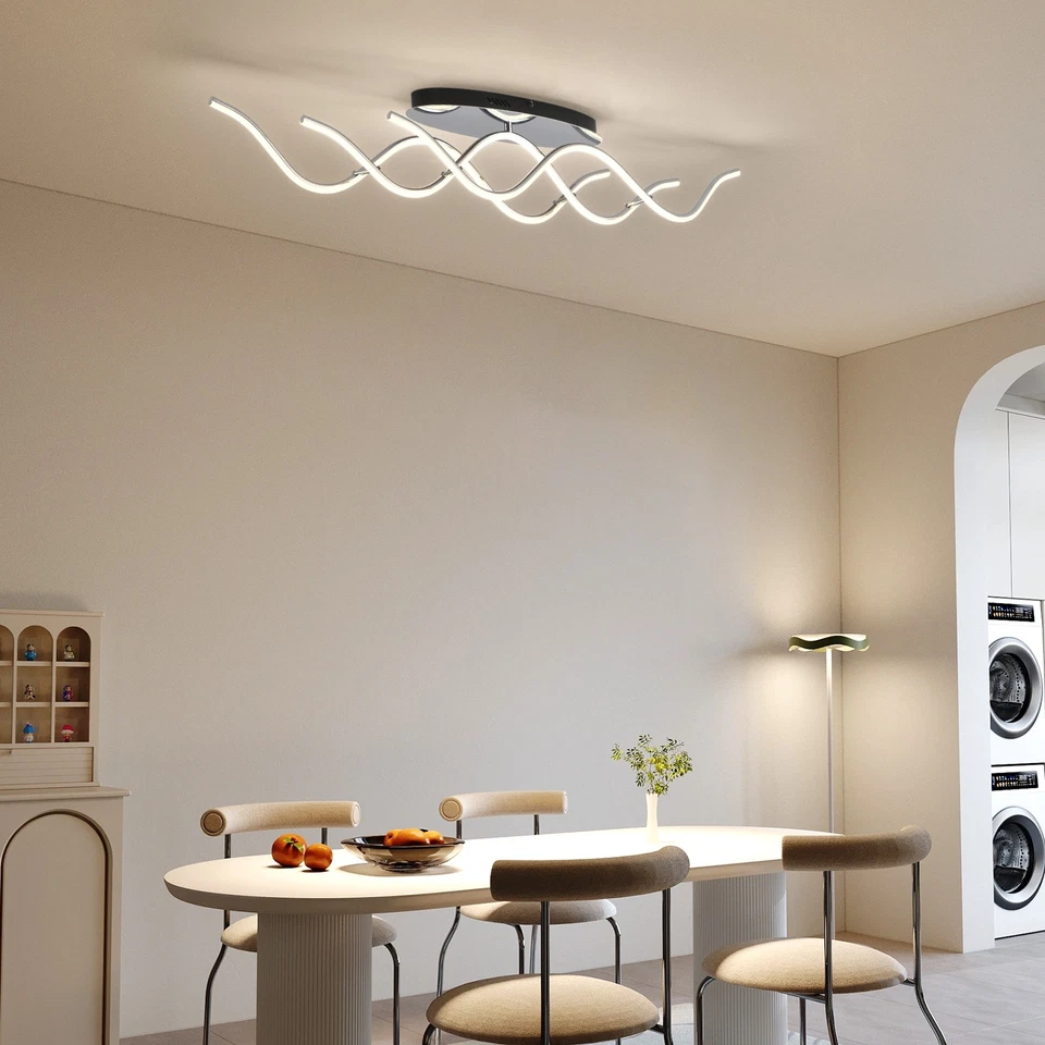 Lámpara LED regulable montaje empotrado luces de techo largas para salón comedor Foto 2 de 4