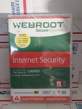 WEBROOT Secure Anywhere Internet Security Antivirus 3 Devices NEW SEALED - 202