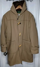 VTG Scandia Woods Lg Heavy Coat Tan Beige Wool Hooded Duffle Parka Cold USA MADE