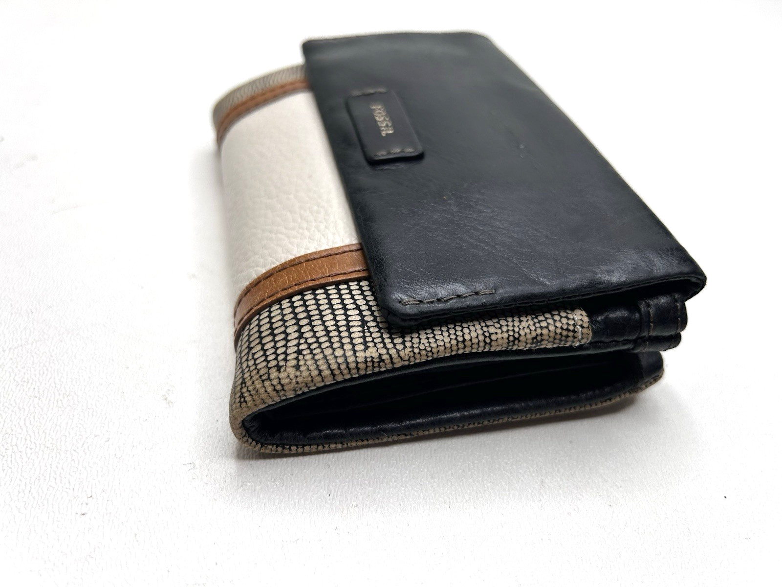 FOSSIL Ellis Multi Black Patchwork Brown Cream Wo… - image 4