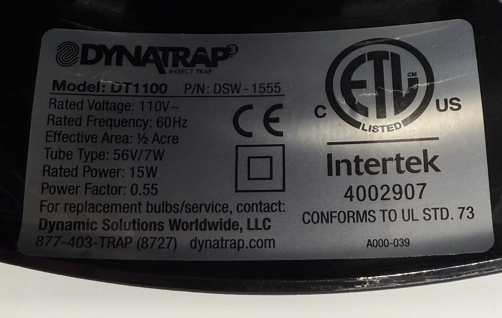 DynaTrap DT1100 Wall Mount 1/2 Acre Insect Trap