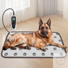 Large Dog Heating Pad 34x21in with Smart Thermostat Switch and Power Line Protec
