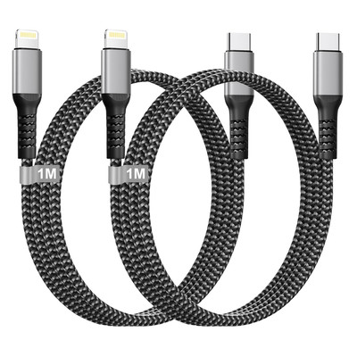 USB C Lightning Kabel 1M 2Pack[MFi zertifiziert], iPhone Ladekabel USB C Nylon