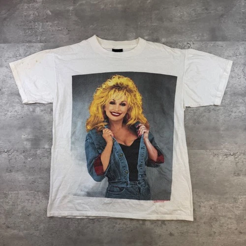 Vintage 1993 Dolly Parton Brockum Tour Shirt White Single St 1990s vintage concert t-shirt, vintage, size L, single stitch, B+ condition