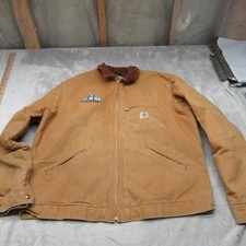 Carhartt Detroit Jacket Mens XL Tall Brown Duck Blanket Lined USA Made J001 BRN