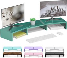 Dual Monitor Stand for Desk, Metal Computer Stand, Desk Shelf Riser,Desktop O...