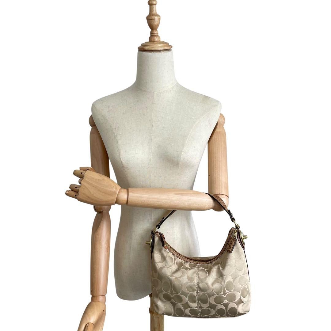 Coach Canvas Leather Python-Embossed Shoulder Bag… - image 2