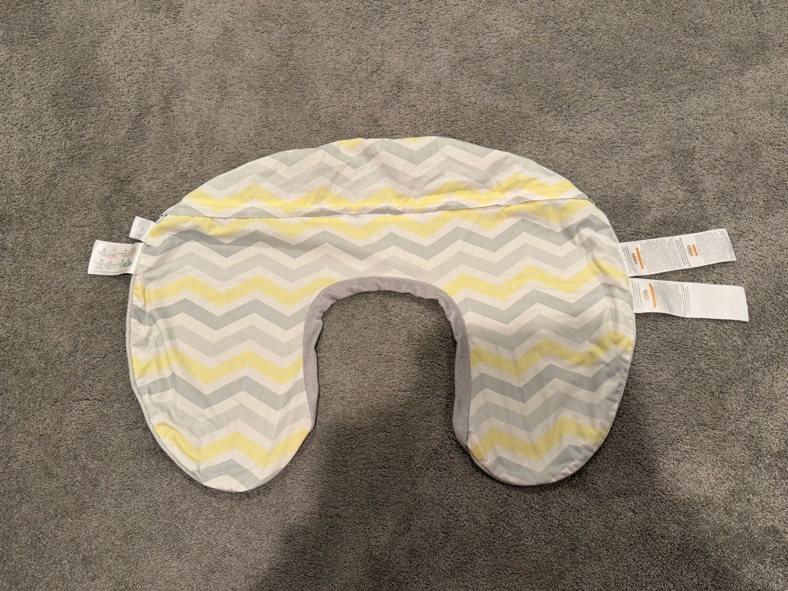 Boppy Nursing Pillow Cover Gray/Yellow Chevron Cover For Boy Or Girl-image