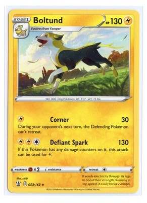 Boltund 053/163 Rare Normal SWSH05: Battle Styles Pokemon NM