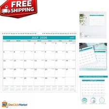 2026-2027 Large Wall Calendar - Elegant Spiral Planner from July 2026 - Green