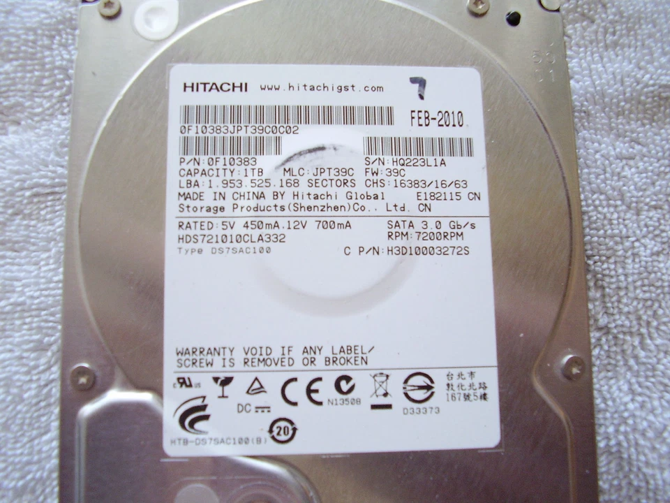 Hitachi HDE721010SLA330 P/N: 0A38876 MLC: BA3066  1TB HDD HARD DRIVE US SELLER - Image 4 of 4