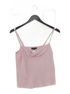 Topshop Damen Top S Rosa 100% Polyester Ärmellos Rundhals Basic