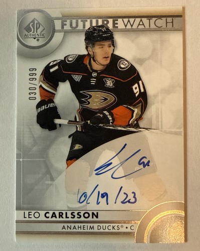 LEO CARLSSON 2023-24 SP Authentic INSCRIBE AUTO Future Watch Rookie #030/999 RC