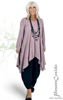 LAGENLOOK Strick Long-Shirt Pullover alt-rosa 44 46 48 50 52 54 56 58 XL-XXXL