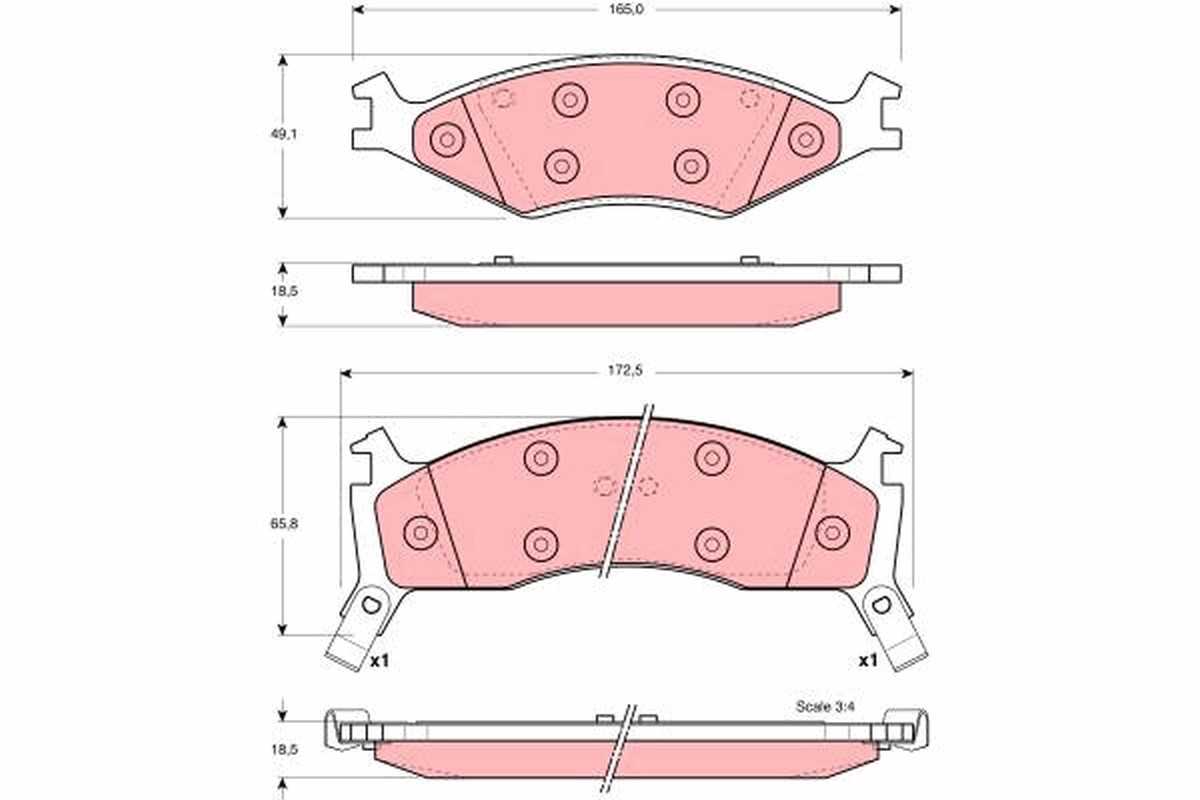 Front TRW-OE GDB3123 Brake Pad Set, disc brake for KIA