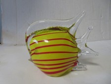 Murano Style Blown Art Glass Yellow Angelfish Figurine Paperweight 4"