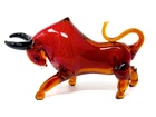 HUGE 32cm Murano Art Glass Freeform Bull Sculpture Silver Inclusions Prosperity