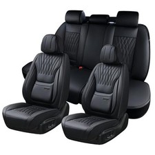 Car Seat Covers Front  Rear  Waterproof Leather Seat Full Set Black