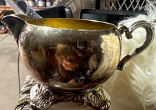 Victorian Silverplate Creamer and Sugar Bowl Set with Ornate Feet