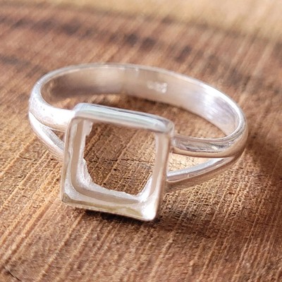925 Sterling 8x8mm Square Blank Bezel Cup Silver Set Stone Jewelry Making Ring