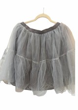 Grey Tulle Layered Lined Midi Tutu Skirt Elastic Waist Women's Size L