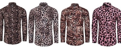 Herren Leopardenmuster Hemd Langarm 3D Druck Freizeit Mode Farbauswahl