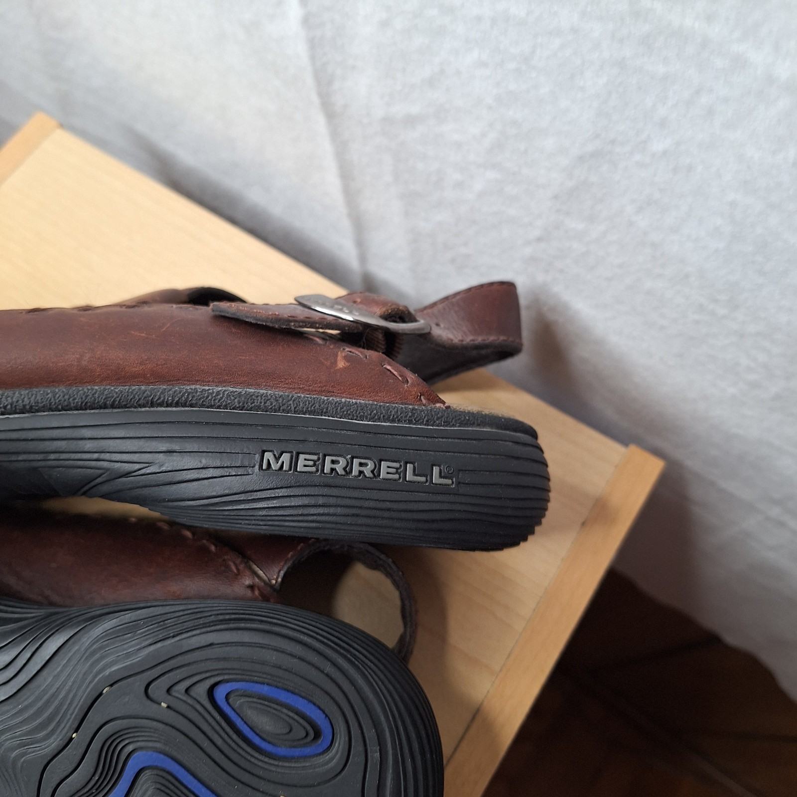Merrell sandali uomo topo fetta taglia 10 colore pelle marrone