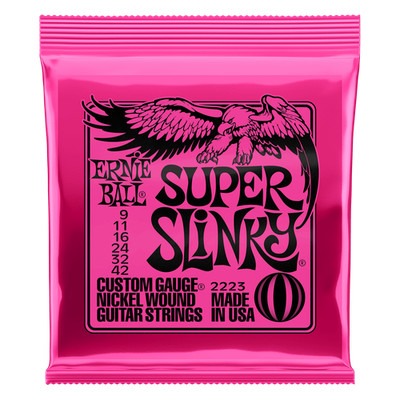 Ernie Ball Super Slinky nickelumwundene Saiten für E-Gitarre (Stärke 9-42)