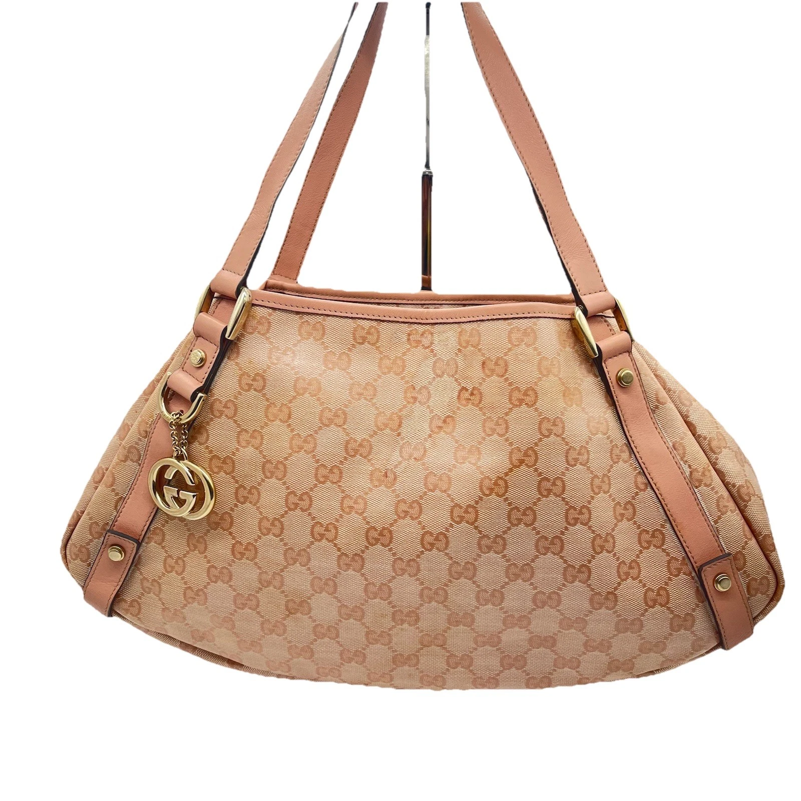 Sac à main fourre tout abbaye GUCCI toile cristal rose authentique du JAPON