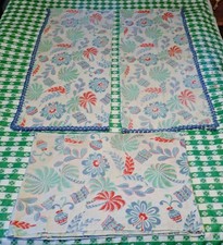 Vintage lata 50. Połowa wieku Tropikalny zestaw kiczów | 2 zasłony i obrus Cafe