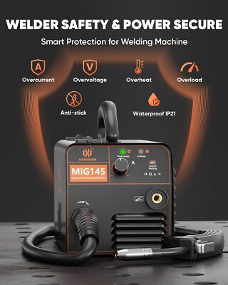 145Amp Mini MIG Welder 110V/220V MIG Welding Machine Gasless Flux Core Weld Iron
