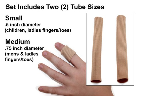 Toe & Finger protector tubes -cuttable fabric bunion sleeve, 2 toe tube & 2 caps - Picture 3 of 5