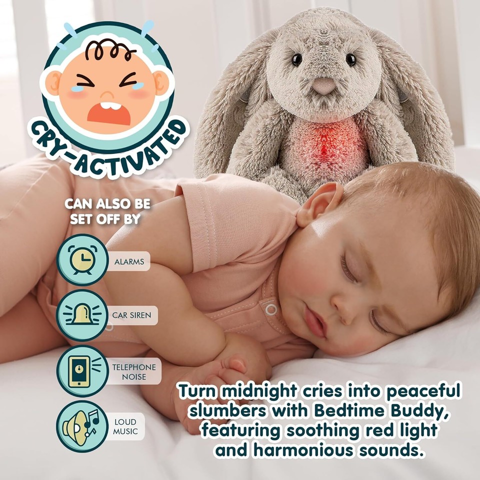Bedtime Baby Soothers for Sleep, Cry Activated Heartbeat Stuffed Animal