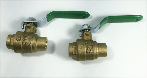 NEW SET OF 2 EFF Full Port Brass Lead-Free Sweat Ball Valve 1/2" in. 600 WOG