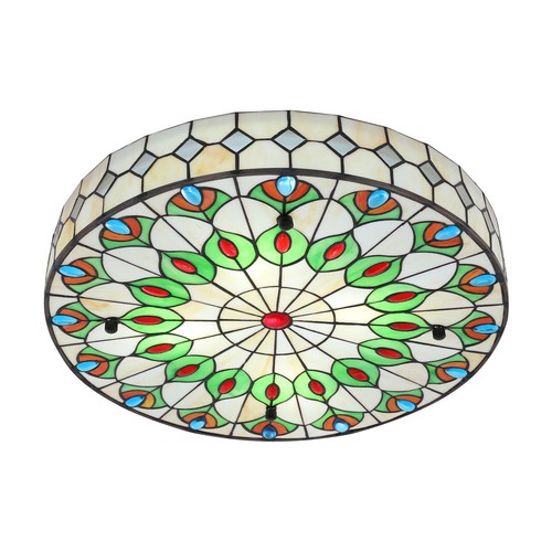 110V Flush Mount Ceiling Light, Stained Glass Ceiling Lamp for Bedroom New - Picture 4 of 14