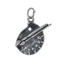 Sterling Silver, Artist Palette Charm, 925, Painter's Jewelry, Open Jump Ring,