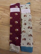 Ladies Welly Socks X2 Pairs size 4-8. Hedgehogs and Squirrels