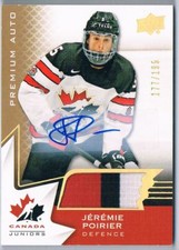 2020-21 UPPER DECK TEAM CANADA JUNORS PREMIUM SWATCH AUTOGRAPHS JEREMIE POIRIER