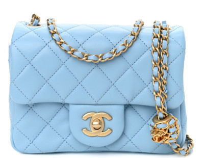 Chanel Quilted Light Blue Mini Pearl Crush Bag Gold | eBay