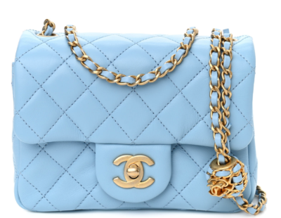 ミニピンLOVE♥️プロフ必読願います レア◆ CHANEL シャネル 水色 Chanel Quilted Light Blue Mini Pearl Crush Bag Gold | eBay