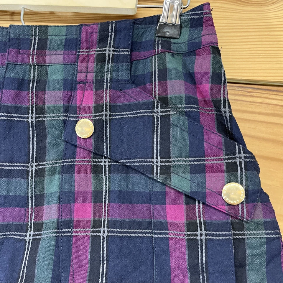 Pantalones Cortos Marc by Marc Jacobs a Cuadros 4 Lana Mezcla Seda Azul Púrpura Completamente Forrados B81 Foto 3 de 4