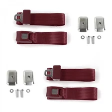 Nash Ambassador 1933-1957 Standard 2pt Burgandy Lap Bucket Seat Belt Kit w/ Brac