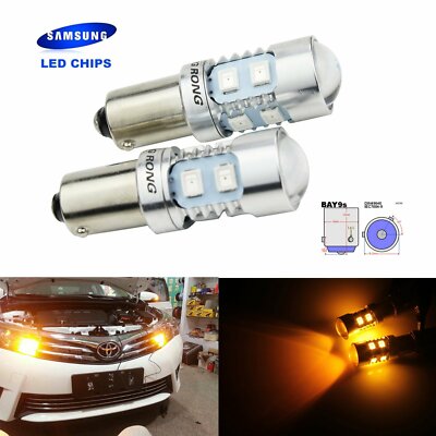 2x H21W BAY9s 10W Auto Seitenlicht Tagfahrlicht Blinklicht Lampen Gelb/Orange