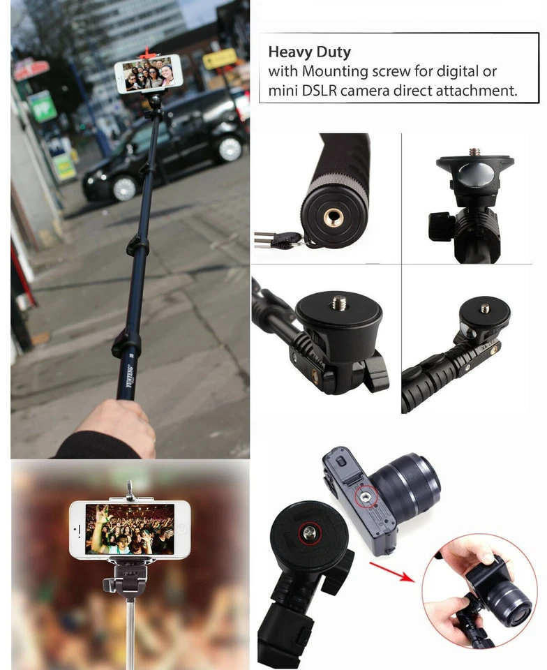 Extendable Tripod Monopod Holder Selfie Stick with Bluetooth Remote For Camera - Image 4 of 4
