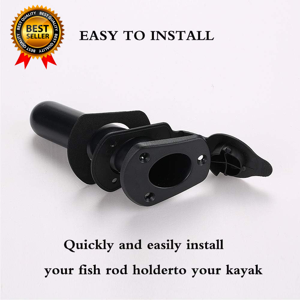 2 Pack Kayak Deck Flush Mount Fishing Rod Holders and Cap Cover for Boat Canoe